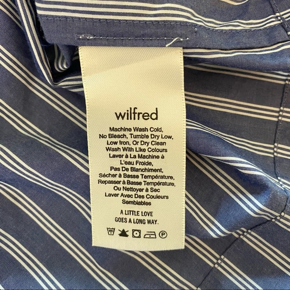 Aritzia | Wilfred | Hollande Off the Shoulder Blouse — Blue/White | Size Small - Picture 6 of 9